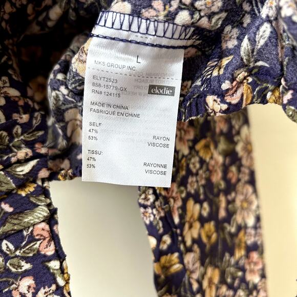 Nordstrom Elodie Blouse Size L Ditsy Floral Cropped Top Cutout Back Lightweight - Picture 8 of 8